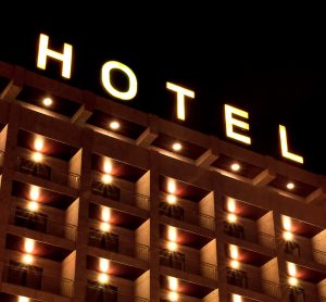 Hotel sign at night